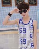 夏季男式背心青少年韩版纯棉篮球汗衫 学生透气修身跑步运动T恤潮