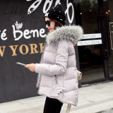 2015冬季新款女装 翅膀连帽带毛领加厚保暖棉衣外套女棉服短款棉