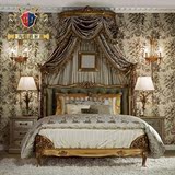 美式乡村实木床1.5 1.8米公主床法式金色做旧双人床北欧简约家具