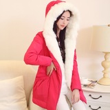 2015新款韩版冬装中长款宽松大码大毛领女式羽绒服 连帽女款外套