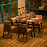 美式实木餐桌长方形餐厅咖啡厅餐桌椅组合6人小户型家用吃饭桌子