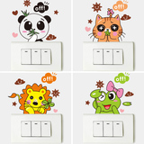 开关贴纸卡通可爱动物墙贴画儿童房间幼儿园插座装饰青蛙熊猫猫咪