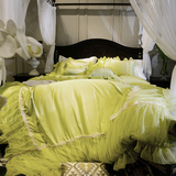 法兰卡丹全棉韩版蕾丝床裙式四件套公主风床上用品被套1.5/1.8m床