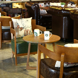 订做美式咖啡厅沙发椅茶几实木北欧围椅休闲西餐厅餐饮店沙发桌椅