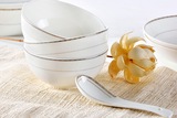 唐山山骨瓷餐具玉浮雕套装碗 银边创意瓷器 餐具碗面碗大汤碗