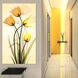 玄关走廊横版现代大型无框画单幅装饰挂画中式风水画客厅墙画花卉