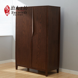 治木工坊美式实木衣柜1.25米 红橡木大衣柜橱 对拉门衣柜实木家具