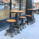 美式咖啡厅休闲桌椅套件组合铁艺实木餐桌阳台酒吧户外桌椅三件套
