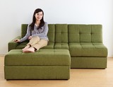 现代简约日式小户型客厅布艺组合沙发床三人可折叠带脚踏储物空间