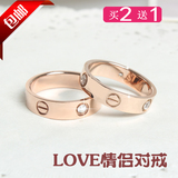 韩版钛钢镀18K玫瑰金男女情侣对戒 婚戒食指关节戒指配饰品礼物