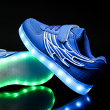 春秋季款男童运动发光童鞋儿童LED闪光夜光鞋女童USB充电带亮灯鞋