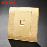 TCL国际电工不锈钢拉丝86型3D香槟金一位电话插座面板质保10年