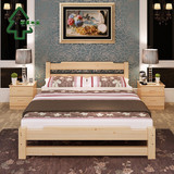 加厚实木床1.8米大床儿童床简约松木床1.5米成人床单人床1.2米床