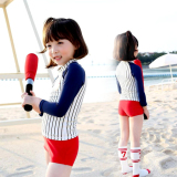 新款韩国儿童潜水服中大童男女童分体长袖防晒水母衣浮潜速干泳衣