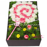 草莓棒棒糖白色粉色康乃馨造型鲜花礼盒生日祝福北京鲜花速递花店
