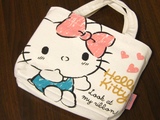 hello kitty 粉 帆布 可爱卡通便当包饭盒包手提包化妆包 收纳袋