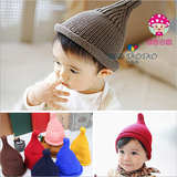 儿童帽子3岁内男女童韩版秋冬季新款宝宝烟囱卷边针织毛线保暖帽