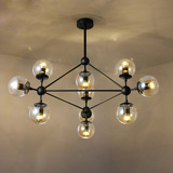 简约北欧创意个性吊灯LED玻璃圆球服装店铺大客厅餐厅灯铁艺灯具