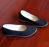 老北京布鞋白色女鞋软底一字护士鞋坡跟黑色工作鞋牛筋底美容师鞋