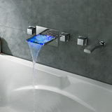 德国当代LED全铜入墙式五孔浴缸淋浴花洒水龙头五件套艺术龙头