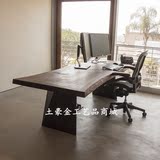 美式loft实木铁艺餐桌北欧书桌原木桌办公桌工作桌 会议桌 电脑桌