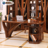 床荟萃 高端乌金木纯实木书桌 现代简约中式书台 斑马木家具WJ16