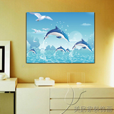 G时尚海豚海洋动物客厅装饰画单块无框遮电箱画水晶膜批发定做