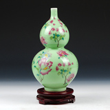 景德镇陶瓷器仿古影青釉葫芦花瓶现代中式古典客厅装饰工艺品摆件