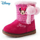 迪士尼（Disney）儿童雪地靴真皮防水滑女童鞋短靴 冬中童短靴子?