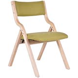 杰尼特 田园折叠餐椅凳子 实木椅子 布艺曲木餐桌椅 餐厅咖啡厅休