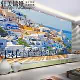 轩美大型壁画 定制壁画 客厅简约现代墙纸 城市建筑 地中海城市