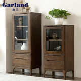 加兰纯实木酒柜日式橡木边柜胡桃木色现代简约客厅家具玻璃展示柜