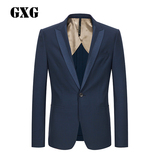 GXG男装西服外套冬季新款时尚休闲衣领拼接藏青色西装#51113076