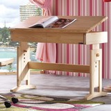进口芬兰松木升降桌全实木儿童书桌可升降倾斜书桌小孩写字桌