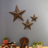 美式复古五角星壁挂做旧立体星星墙面挂饰家居铁皮画软装饰品墙饰