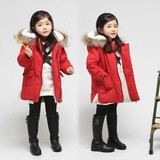 2015儿童女童韩版中长款棉衣中大童羊羔绒加绒加厚冬季童装棉外套