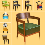 欧式实木咖啡厅奶茶店椅子甜品店西餐厅餐椅茶餐厅桌椅组合可定制