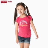 Levi's李维斯春夏季童装女童Logo绣花玫红色短袖T恤77356-0122