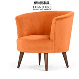厂家促销特价正品简约休闲椅布艺宜家单人沙发小户型实木围椅