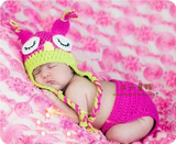 婴儿宝宝拍照衣服影楼周岁欧美版毛线猫头鹰造型帽子短裤套装E43