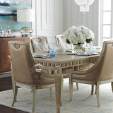 美式新古典餐桌椅 欧式实木布艺餐桌椅组合 餐厅餐桌餐椅定制
