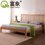 纯实木床1.8双人床架1.5米床简约美式田园床橡木床卧室家具
