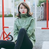 韩国东大门代购韩版秋冬新款女装学院风帅气工装风衣军绿色外套