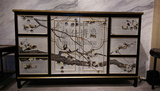 新中式玄关柜家具 仿明清实木手绘花鸟柜 新古典装饰柜 实木边柜