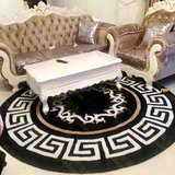 时尚黑白圆形地毯 几何简约条纹客厅茶几地毯卧室床边地毯可定制