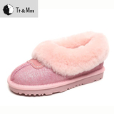 2014冬季新款汤姆斯女棉鞋羊皮毛一体豆豆鞋甜美糖果色雪地棉短靴