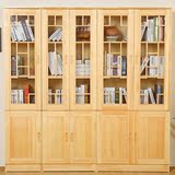 书柜储物柜带门定制实木书柜书架组合玻璃门松木儿童书架两门学生