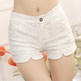 白色蕾丝休闲短裤女外穿夏季新款韩版弹力修身显瘦热裤大码包邮