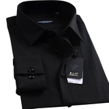 老人头衬衫2016春季新款潮男式长袖纯黑色衬衣男士黑色单士寸衫