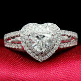 盛尊豪华群镶钻石戒指心形钻戒正品求婚结婚女戒一克拉裸钻定制